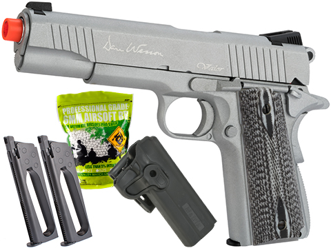 Dan Wesson Licensed Full Metal 1911 Evike Exclusive VALOR Custom CO2 Powered Airsoft Gas Blowback Pistol (Color: Silver / Carry Package)