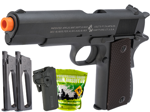 Colt 100th Anniversary Licensed Full Metal M1911 A1 Airsoft CO2 GBB by KWC (Version: 350 FPS Version / Carry Package)