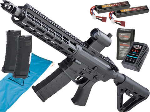 EMG Falkor Phantom AR-15  w/ eSilverEdge Gearbox M4 Airsoft AEG (Color: Black / RS-3 Stock - 350FPS / Go Airsoft Package)