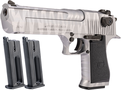 WE-Tech Desert Eagle .50 AE Gas Blowback Airsoft Pistol by Cybergun (Color: Silver Tigerstripe / CO2 / Reload Package)