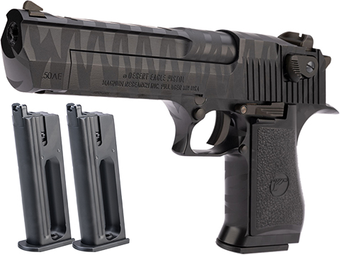 WE-Tech Desert Eagle .50 AE Gas Blowback Airsoft Pistol by Cybergun (Color: Black Tigerstripe / CO2 / Reload Package)