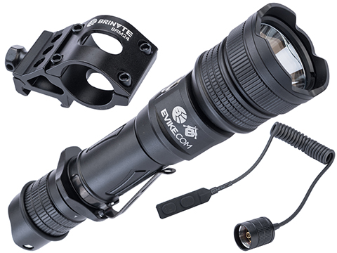 Evike.com Exclusive Brinyte PT18 Pro Oathkeeper Handheld Tactical Flashlight (Color: Black w/ Mount and Pressure Switch)