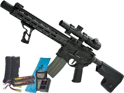 EMG / Sharps Bros Warthog Licensed Full Metal Advanced M4  Airsoft AEG Rifle (Color: Black / 15 Carbine / Go Airsoft Package)