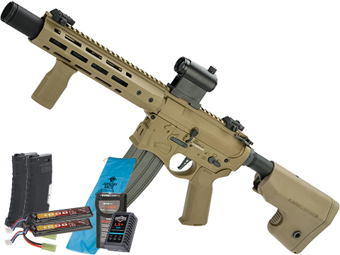 EMG / Sharps Bros Warthog Licensed Full Metal Advanced M4  Airsoft AEG Rifle (Color: Tan / 10 SBR / Go Airsoft Package)
