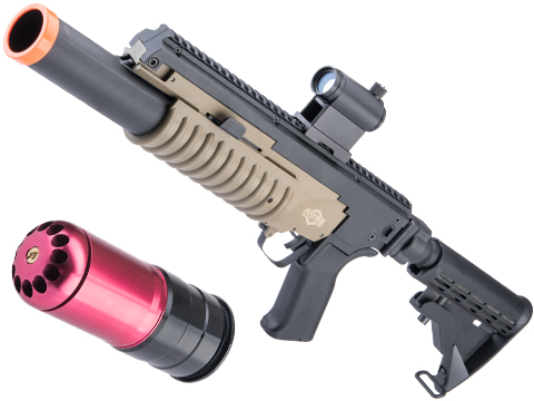 6mmProShop Airsoft M203 Standalone Grenade Launcher (Model: Complete Launcher & Avengers 120rd Package / Desert / Long Tube)