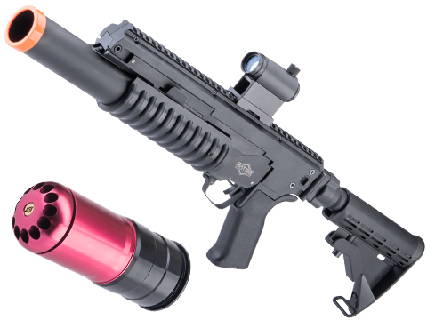 6mmProShop Airsoft M203 Standalone Grenade Launcher (Model: Complete Launcher & Avengers 120rd Package / Black / Long Tube)