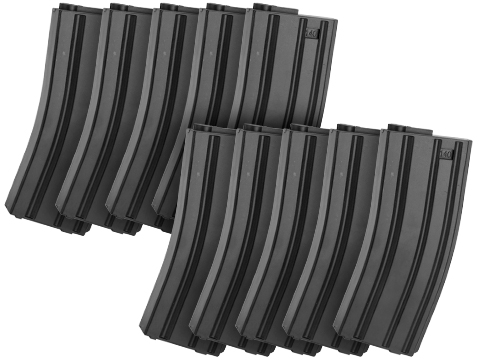6mmProShop 140rd Mid-Cap Magazine for M4 Airsoft AEG Rifles (Color: Black / Set of 10)