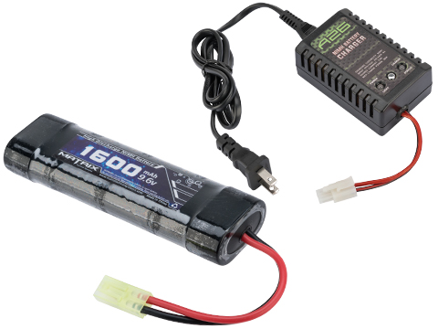 Matrix / Cybergun AEG Battery Starter Package w/ Smart Charger (Battery: 9.6v 1600mAh Small Brick Type / Small Tamiya)