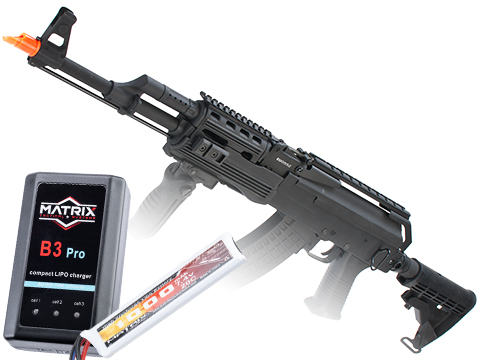 CYMA Standard Contractor AK47 Airsoft AEG Rifle (Model: Retractable Stock / Add 7.4v LiPo Battery + Charger)