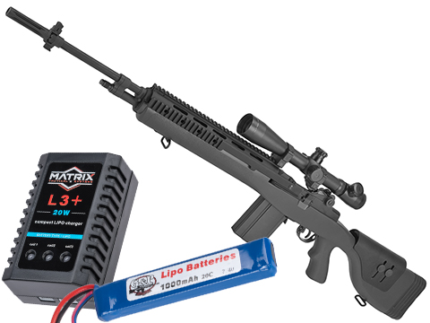 G&P M14 DMR Custom Airsoft AEG Sniper Rifle w/ Red Dot Scope (Package: Gun Metal / Add Battery + Charger)