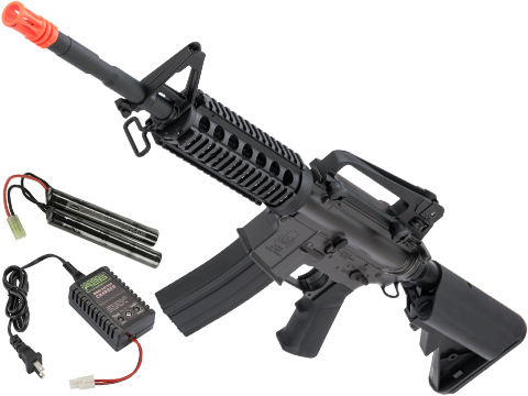 CYMA Sport Full Metal Receiver M4 RIS Carbine Airsoft AEG Rifle (Package: Add 9.6v NiMH Battery + Charger)