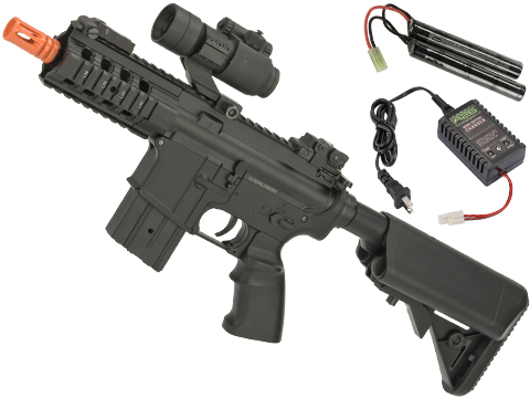 Golden Eagle Stubby M4 Airsoft AEG w/ Crane Stock (Package: Black - 9.6v Battery Package)