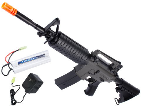 Golden Eagle M4A1 Carbine Airsoft AEG Rifle w/ Enhanced LiPo Ready Upgraded Gearbox (Package: Black - Basic Battery Package)