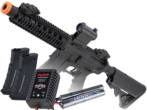 Specna Arms FLEX Series M4 AEG w/ GATE X-ASR (Model: M4 SBR Suppressed / Black / Go Airsoft Package)