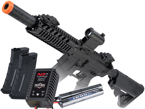 Specna Arms FLEX Series M4 AEG w/ GATE X-ASR (Model: M4 CQB Suppressed / Black / Go Airsoft Package)