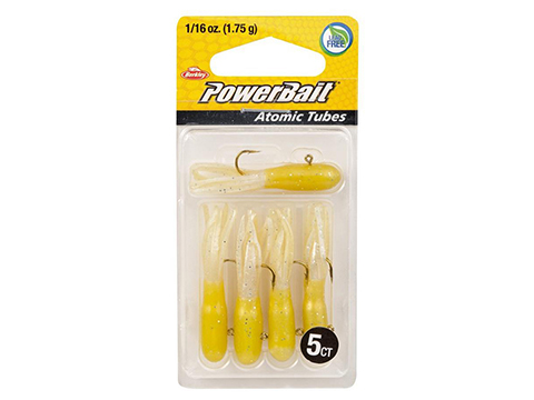 Berkley PowerBait Pre-Rigged Atomic Tubes (Color: Yellow Pearl Silver Fleck  / 1/16 oz), MORE, Fishing, Jigs & Lures -  Airsoft Superstore