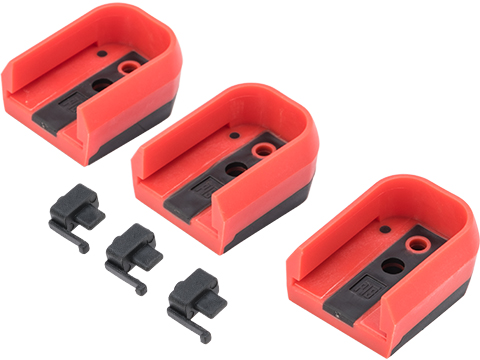 PTS Enhanced Pistol Shockplate for Airsoft Pistols (Model: Hi-Capa / Red / 3 Pack)