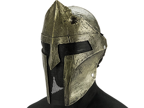 Evike.com R-Custom Fiberglass  Bounty Hunter Spartan Full Face Mask (Color: Gold / Mesh Lens)