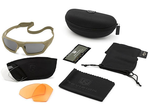 Revision ShadowStrike Deluxe Shooter's Ballistic Sunglasses Kit (Color: Tan Frame / Smoke, Clear, Vermillion Lens)