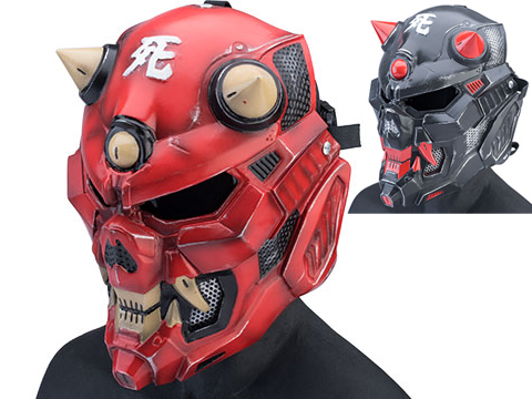 Evike.com R-Custom Fiberglass Oni Full Face Mask (Color: Red / Large / Clear Lens)