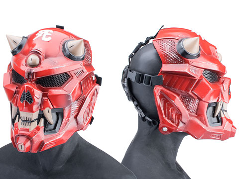 Evike.com R-Custom Fiberglass Oni Full Face Mask (Color: Red / Large / Mesh Lens)