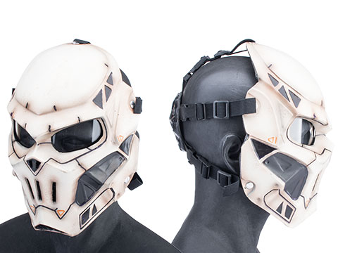 Evike.com R-Custom Fiberglass Taskmaster V2 Full Face Mask (Color: White / Clear Lens / Medium)