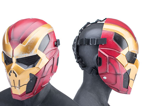 Evike.com R-Custom Fiberglass Iron Punisher Full Face Mask (Color: Red/Gold / Medium / Mesh Lens)