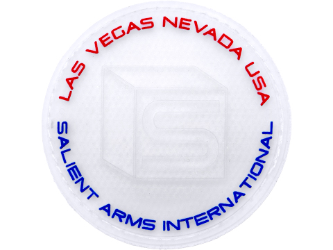 Salient Arms International Logo PVC Hook and Loop Morale Patch (Color: Clear / Blue & Red)