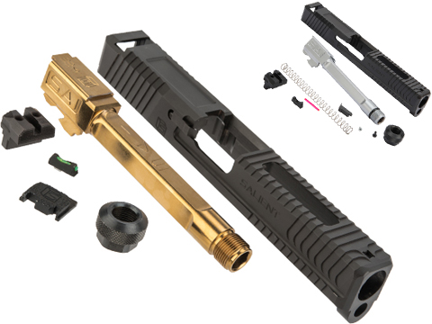 EMG / Salient Arms International Slide Kits for BLU Gas Blowback Training Pistols by G&P (Model: Tier One Slide w/ RMR Cut / Gold Barrel)