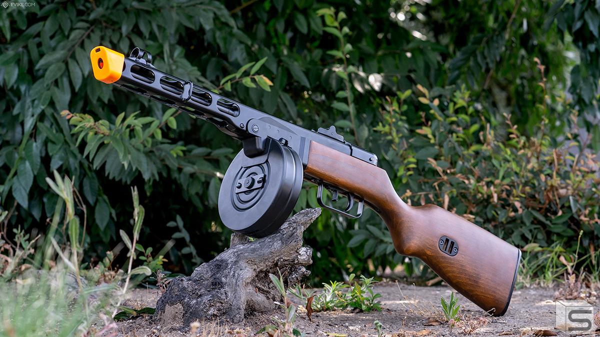 Ppsh 41 Wwii Electric Blowback Airsoft Aeg Submachine Gun W Drum Mag And Real Wood Pro Shop Salient Arms