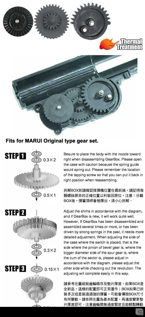 Guarder Steel Gear Set For Tm Aeg Ver 7 Gear Box M14 Pro Shop Salient Arms