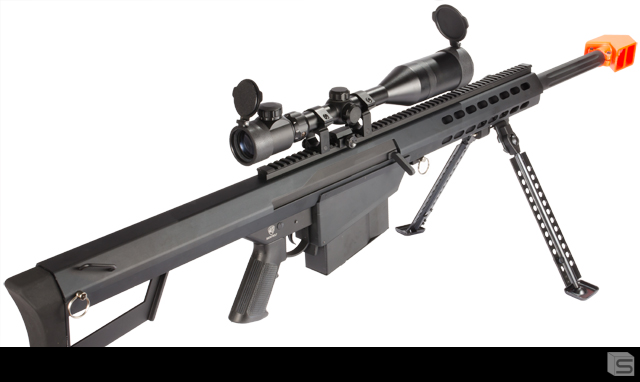 6mmproshop Barrett Licensed Ma1 Long Range Airsoft Aeg Sniper Rifle Color Black Compact Pro Shop Salient Arms