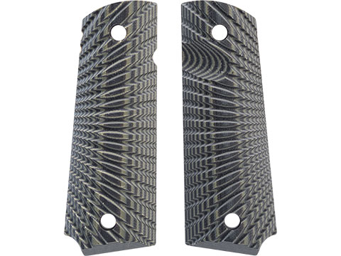 Angel Custom CNC G10 M1911 Pistol Grip Set for 1911 Gas Blowback Pistols (Model: Eagle Wing Texture / Black/Green)