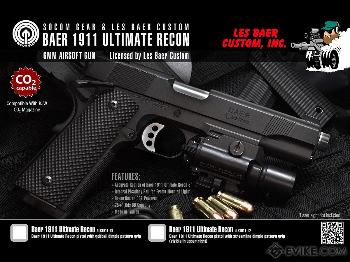 SOCOM Gear Les Baer Licensed Ultimate Recon 1911 Airsoft GBB Pistol by KJW (Model: Diamond Grip / Green Gas)