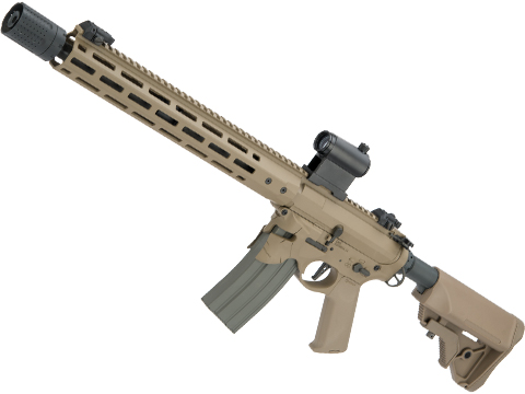 EMG / Sharps Bros Overthrow Licensed Advanced M4 Airsoft AEG Training Rifle w/ Slim Motor Grip (Color: Dark Earth / 16 RECCE)