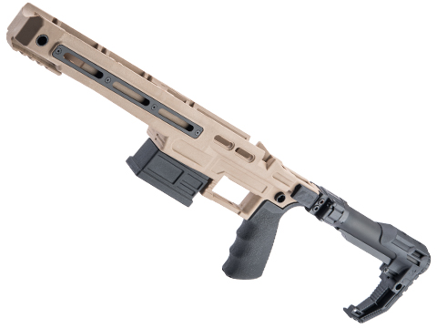 Slong Airsoft CSR-10 Tactical Stock w/ M-LOK Mounting Slots for VSR-10 Airsoft Sniper Rifles (Model: Folding Stock / Tan)