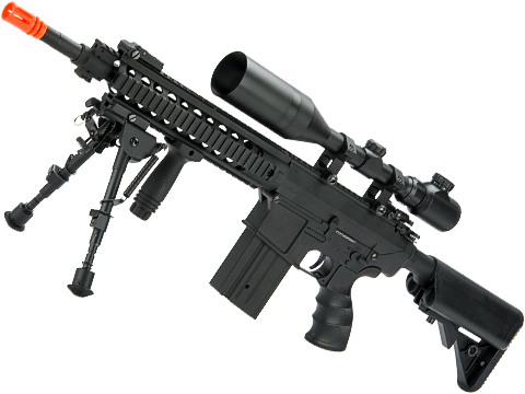 Matrix Full Size SR25-K Precision Rifle Airsoft AEG (Model: Metal Receiver / Black)