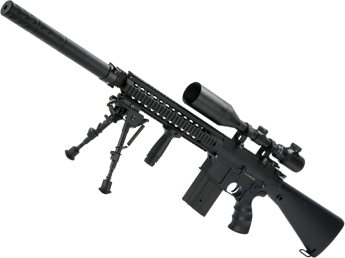 Matrix Full Size SR25 Precision Rifle Airsoft AEG (Model: Polymer Receiver / Black)