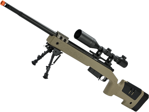 6mmProShop PDI Custom Upgraded USMC M40A5 Bolt Action Airsoft Sniper Rifle (Model: Tan / Gun Only)