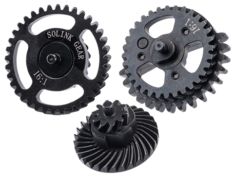 Solink Motor CNC Steel Hollowed out Gear Set for Airsoft AEG Rifles (Model: 16:1 / Helical)