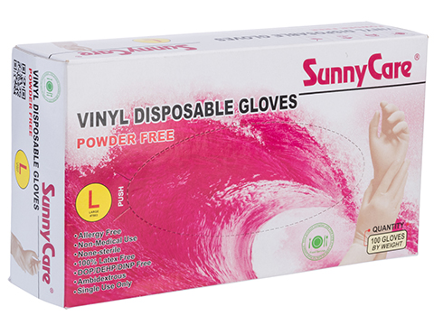 SunnyCare Vinyl Disposable Gloves (Size: Large)