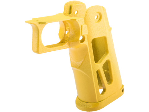 Tapp Airsoft 3D Printed Skeletonized Grip w/ Custom Cerakote for Hi-CAPA Gas Blowback Airsoft Pistols (Color: Corvette Yellow)