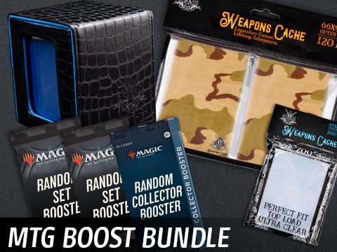 Weapons Cache Boost Bundle featuring Magic: The Gathering Booster Packs (Color: Black Deck Box)