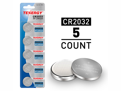 Tenergy CR2032 3V Lithium Button Cell Battery (Package: 5x Pieces)