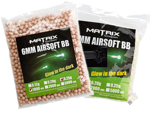 Matrix / P-Force Match Grade 6mm Glow-in-the-Dark Airsoft Tracer BB (Model: 0.20g Green 5000rds)