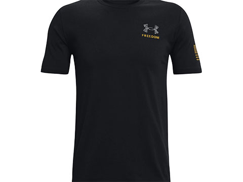 Under Armour UA Freedom By Land T-Shirt (Color: Black - Gold / Skull / Small)