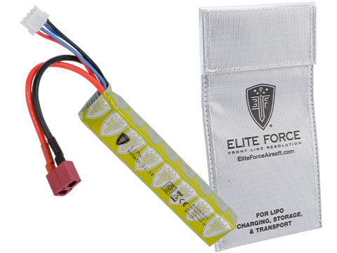 Elite Force 11.1V LiPo 900mAh 15C Brick Battery w/ LiPo Charging Safety Bag (Connector: Standard Deans)