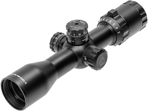 UTG BugBuster 3-12x32 Scope with Side AO and QD Rings - Mil-Dot Reticle