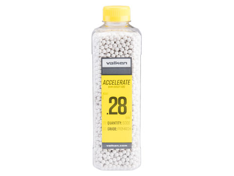 Valken Tactical Precision Accelerate 6mm Airsoft BBs (Weight: .28g / 5000 Rounds / White)