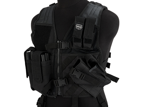 Youth Size Cross-Draw Tactical Vest by Valken (Color: Black)